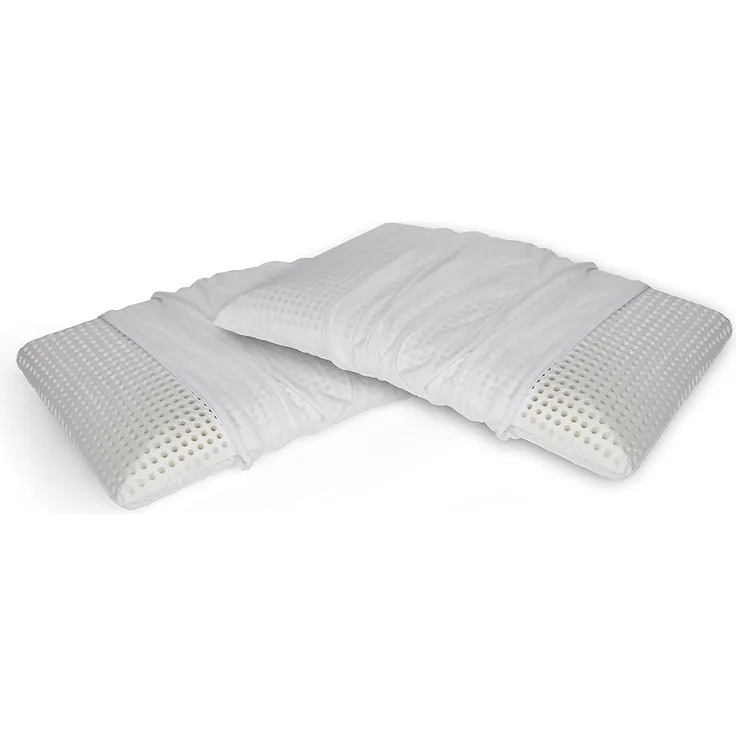 Talamo Italia 2er-Set Kissen für das Bett, 100% Made in Italy, Abnehmbares "Seifen"-Kissen aus perforiertem Memory-Schaum, hypoallergen und atmungsaktiv, atmungsaktiv, 70x40xh12 cm