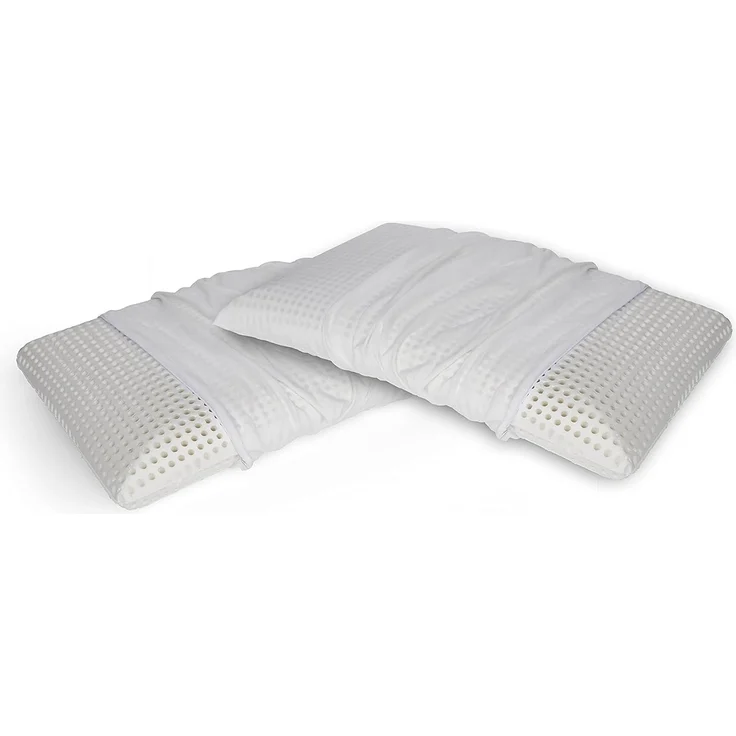 Talamo Italia 2er-Set Kissen für das Bett, 100% Made in Italy, Abnehmbares "Seifen"-Kissen aus perforiertem Memory-Schaum, hypoallergen und atmungsaktiv, atmungsaktiv, 70x40xh12 cm