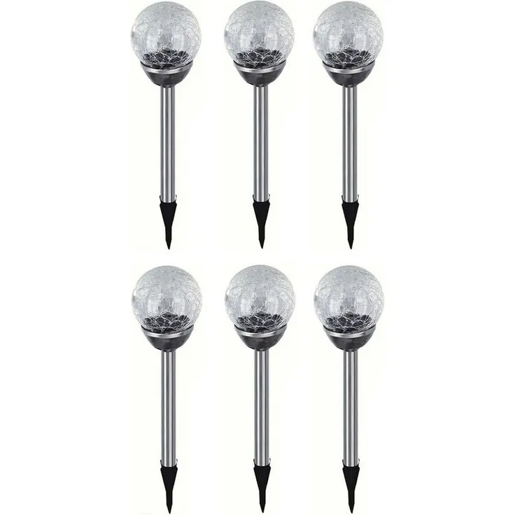 HAC24 LED Solarleuchte Solar Gartenleuchte Kugel Leuchte mit Crackle-Licht Solarlampe, LED fest integriert, Weiß, Lichtfarbe Weiß