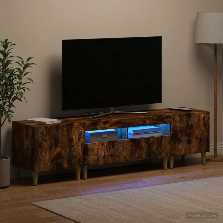 vidaXL 3-teiliges LED TV Regal DELFT Raucheiche Holzwerkstoff 3416765 – Bild 1