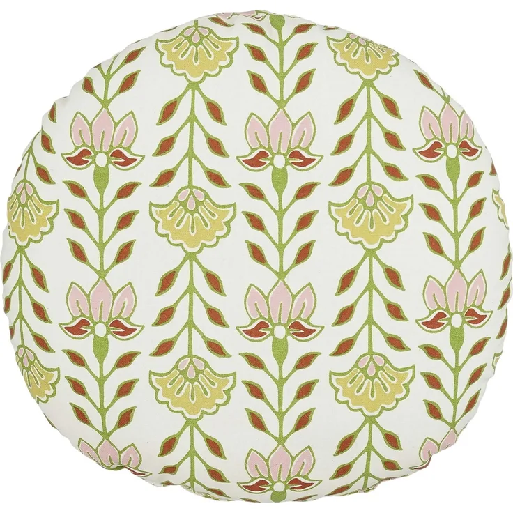 Mica Decorations Kissen Corina mit Blumenmotiv Ø 35 cm offwhite/grün