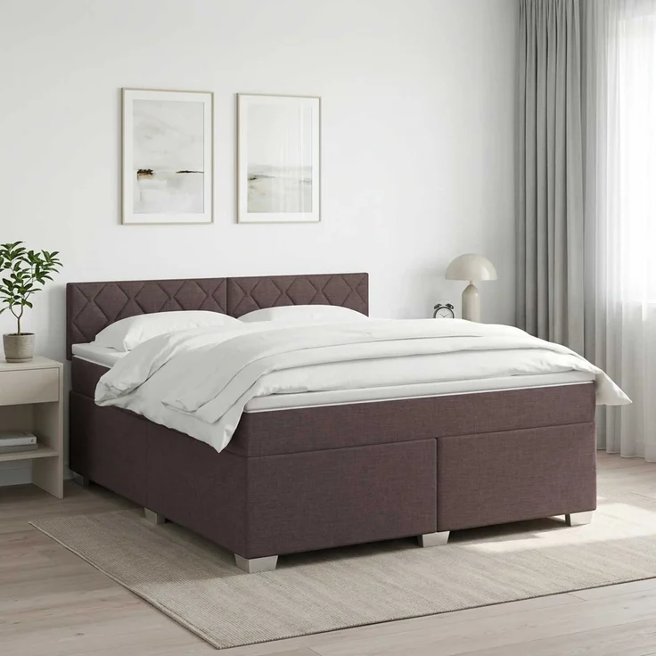 vidaXL Boxspringbett mit Matratze Dunkelbraun 160 x 200 cm Stoff 3450526 – Bild 1