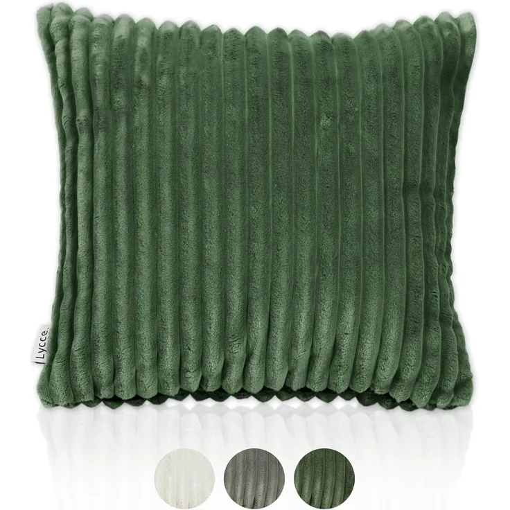 Lycce Dekokissen Kissenbezug Deluxe aus extra breitem, flauschigem Cordstoff 50x50 cm