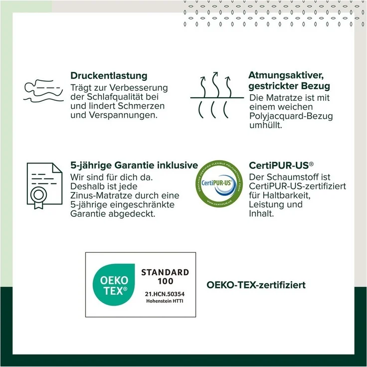 ZINUS, Topper EcoSleep H3/H4, 7 cm hoch, Druckentlastend, Pflegeleicht, Atmungsaktiv, 7 cm hoch, (Upgrade für Deine Matratze, hyperallergen, hautschonend, Matratzentopper 90x200 cm/ 7cm Höhe), Open-Cell Memory Foam für hervorragende Atmungsaktivität – Bild 3