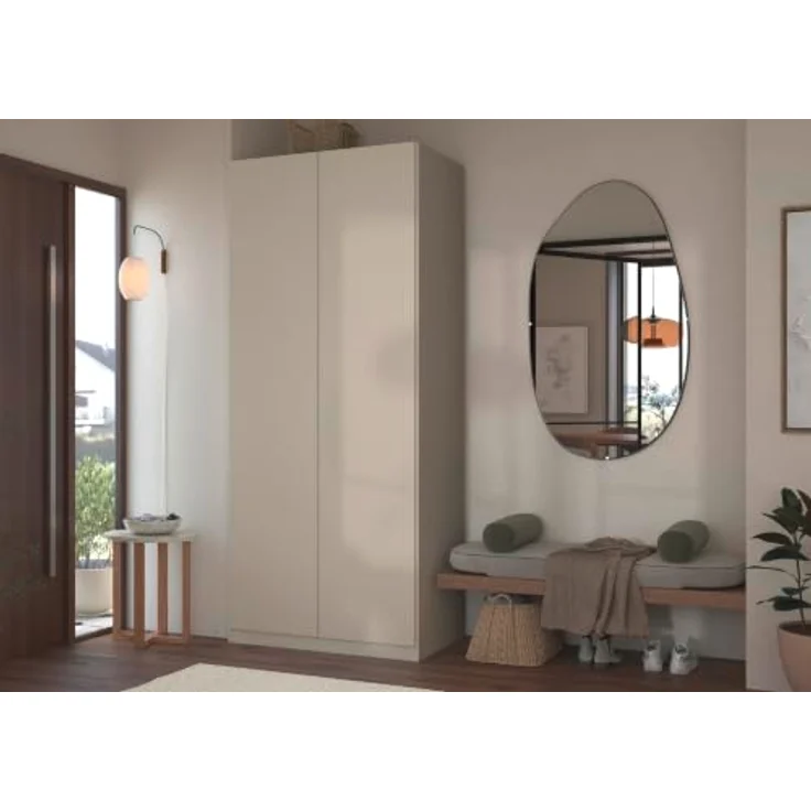 Rauch Möbel LUNIK, Kleiderschrank, Farbe Beige, Breite 91 cm | Schrank mit patentiertem Schnellmontagesystem, 2-türig, Push-to-open-Funktion, Zubehör Classic, Homeoffice, Garderobe – Bild 4