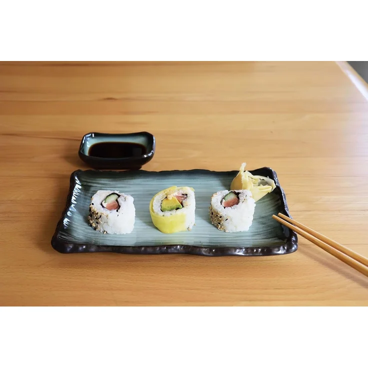 MystiCalls Sushiteller Sushi Geschirr Set für 2 Personen blau/schwarz Platte Sushiplatte, (8 St), Spülmaschinenfest – Bild 5