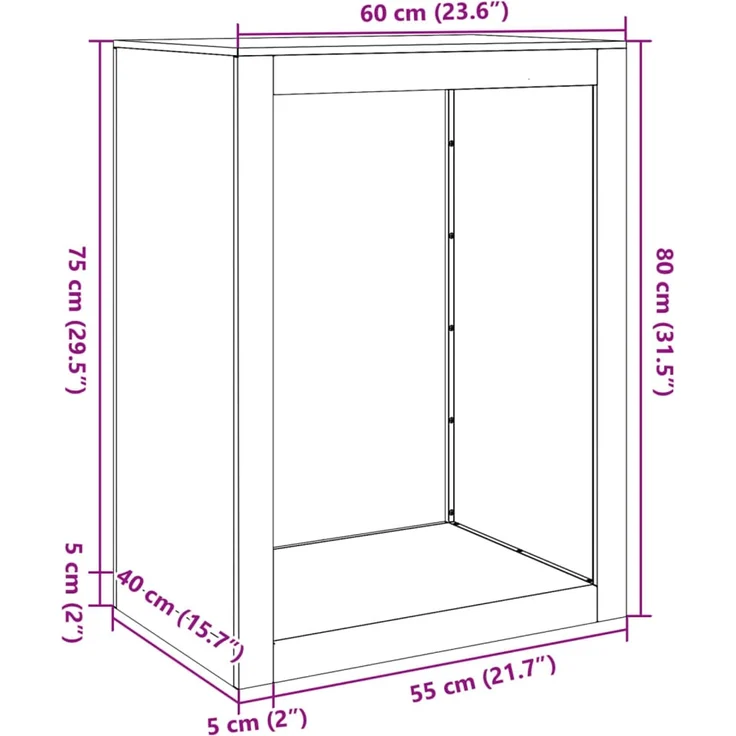 vidaXL Brennholzregal 60x40x80 cm Edelstahl 851000 – Bild 9