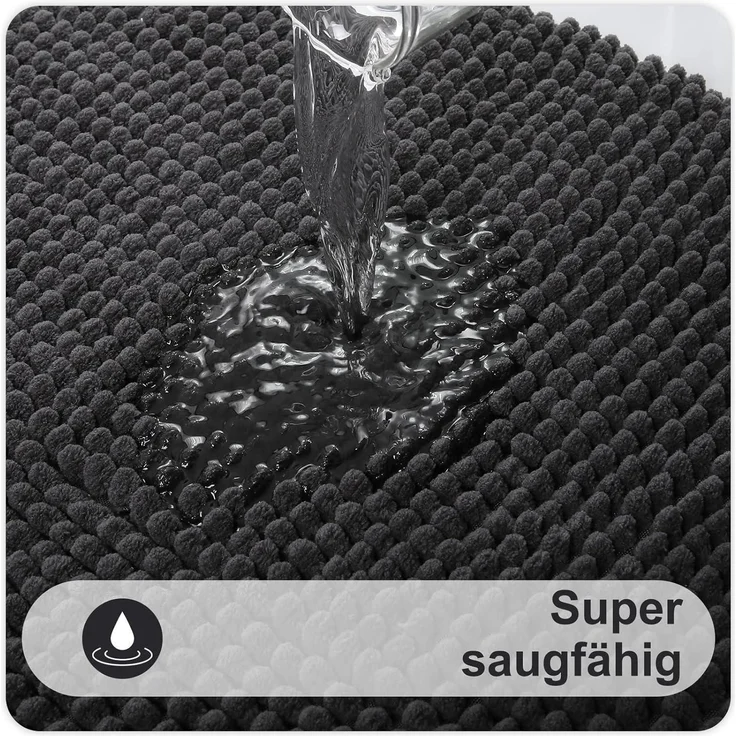 Badezimmerteppich Chenille 40 x 60 cm (Rechteckig) Dunkelgrau – Bild 3