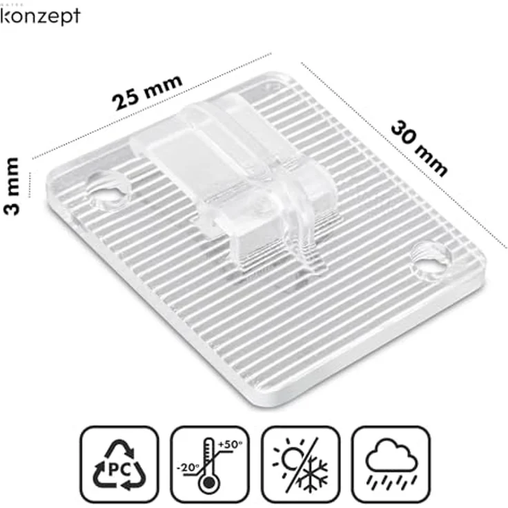 KONZEPT Klebehaken zur Befestigung für Katzennetz am Balkon, extra stark – transparent, Ideal für Katzen- und Dekonetze, Balkonverkleidungen, Lichterketten, leichte Vorhänge, Insektenschutzgitter, (100-St), Ohne Kleber, klein, Haken ohne Bohren, wetter... – Bild 4