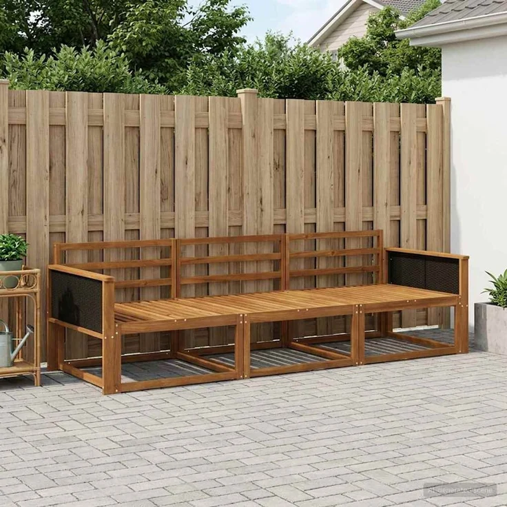 vidaXL Outdoor-Sofagarnitur 3 stk. 3-Sitzer Natur Massivholz Akazie 3382292 – Bild 1