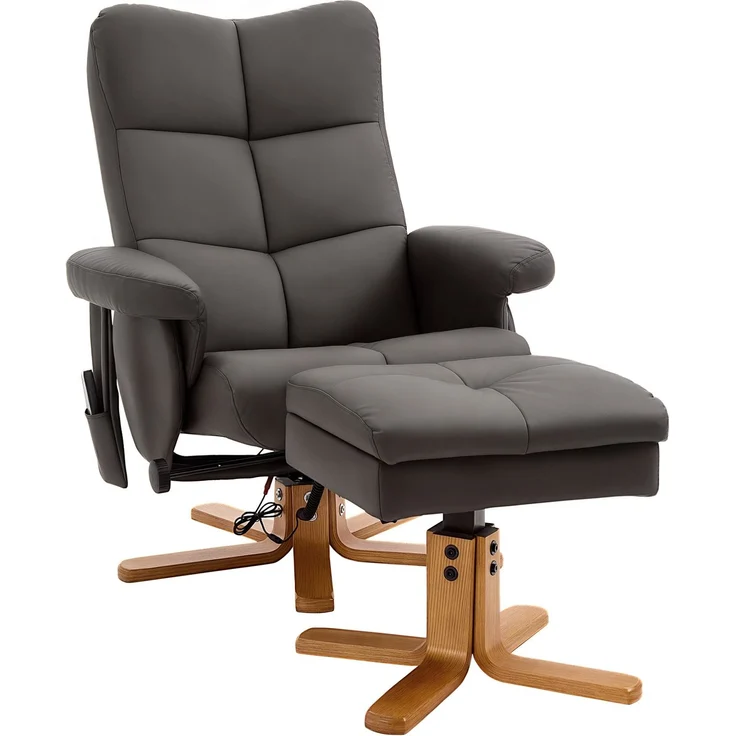 HOMCOM Massagestuhl, Kunstleder, Schaumstoff, Braun, 80L x 86B x 99H cm – Bild 1