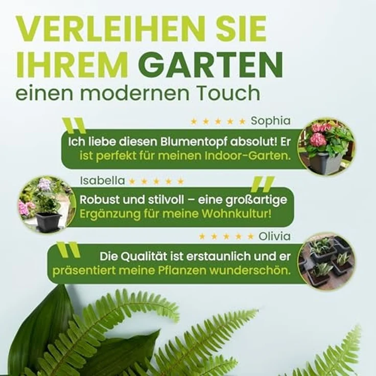 2friends Blumentopf 4er Set Anthrazit Blumenkübel XXL mit Untersetzer (48 x 48 x 38 cm), Robustes Pflanzkübelset für Garten & Terrasse – Bild 7