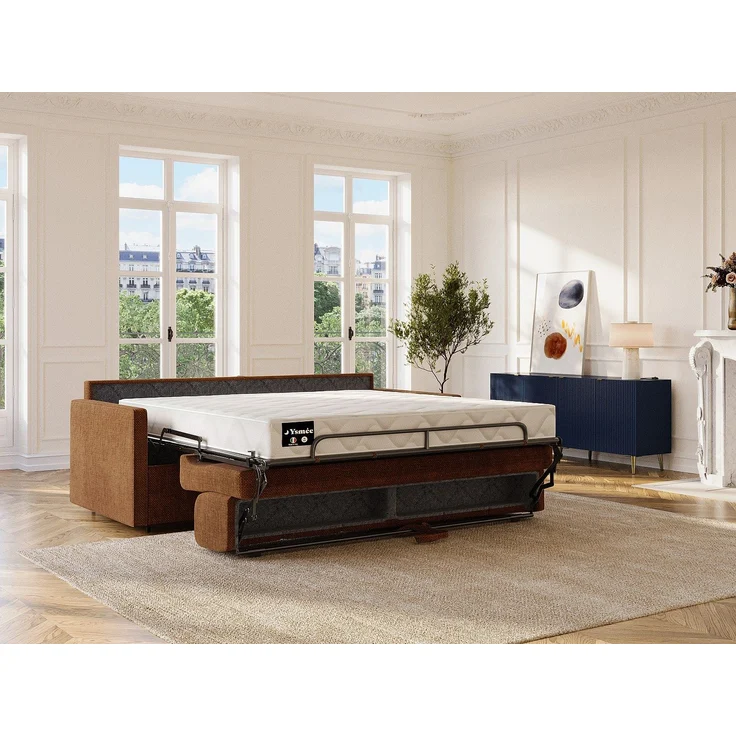 Vente-unique - CALIFE - Schlafsofa - Plastik - Kunststoff (PVC) - Terracotta - 156 x 223 x 97 cm – Bild 3