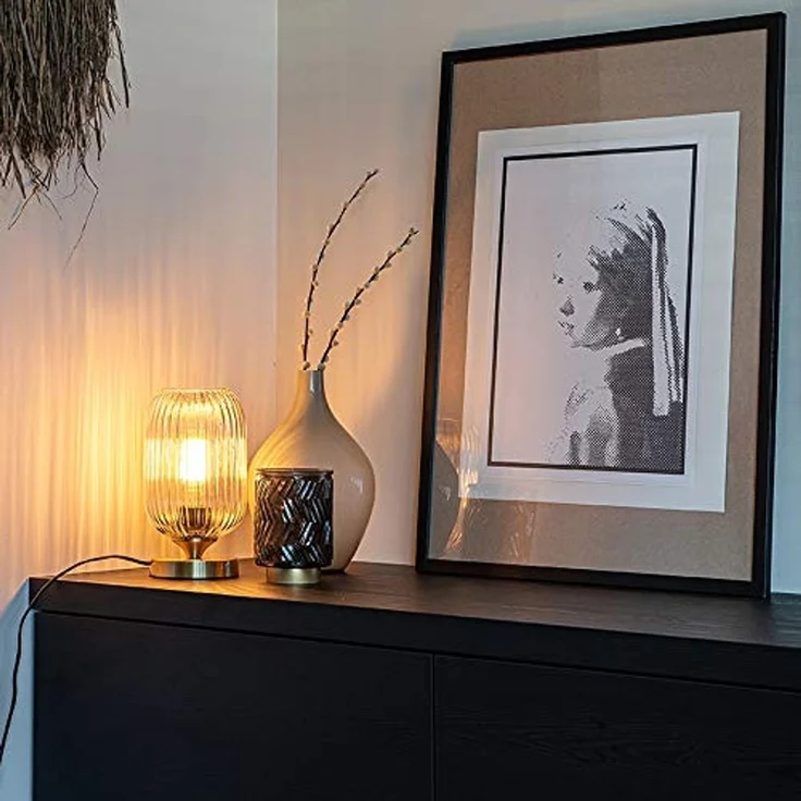 Qazqa Tischleuchte Banci, ohne Leuchtmittel, E27, Gold/Messing, Art Deco, Glas, 1-flammig – Bild 2