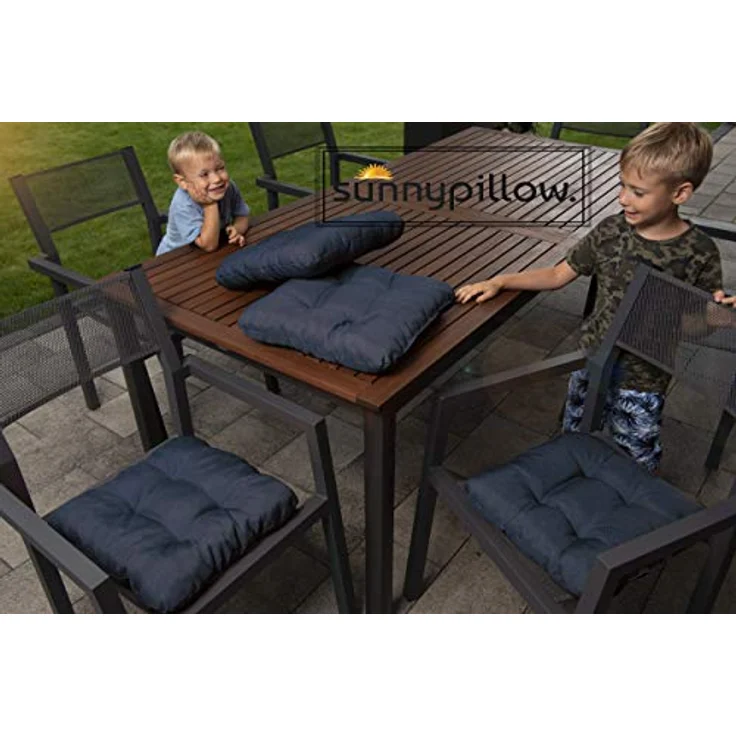 sunnypillow Stuhlkissen 4er Set Stuhlkissen 40x40 cm Bequeme 8cm, Polsterauflage Auflage für Stühle / Bänke – Bild 3