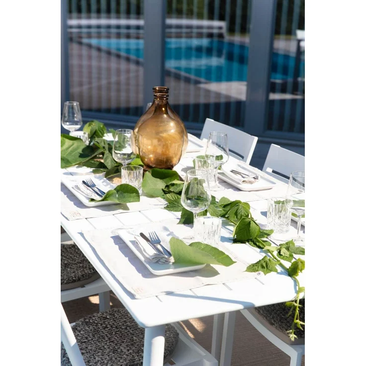 Gartenesstisch Nimes aus Aluminium, modern, weiß, rechteckig, für 6-8 Personen, Brafab – Bild 3