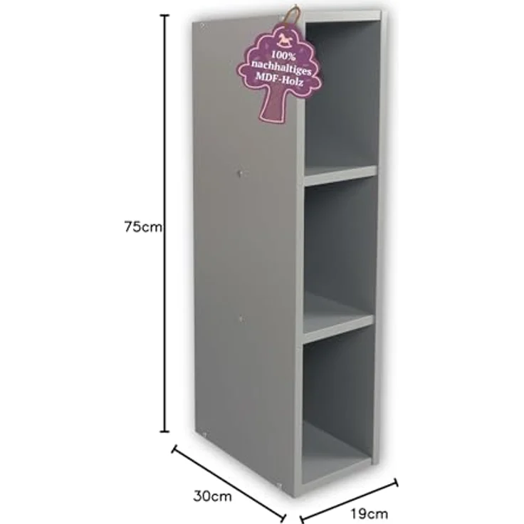 Puckdaddy Stauraumregal Mikkel 19x30x75cm in Grau passend zu IKEA Malm Kommoden Kinderzimmer – Bild 3