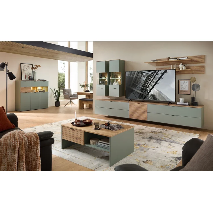 Highboard >Ina< in Grün, Holzwerkstoff - 125x125x45cm (BxHxT) – Bild 4