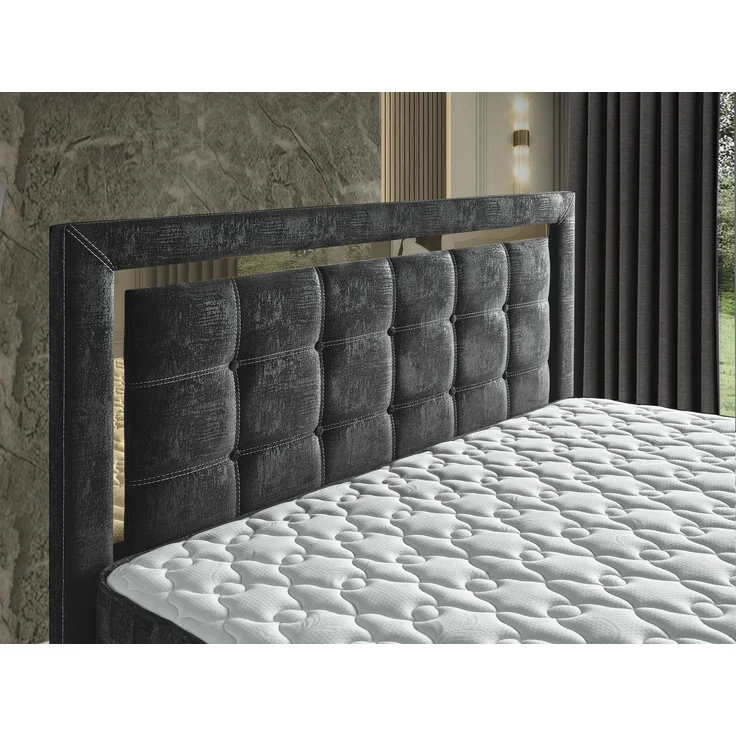 Schlafzimmer-Set "Florimella" – Bett mit Bettkasten, Nachttisch, Mit Matratze-Anthrazit – Bild 10