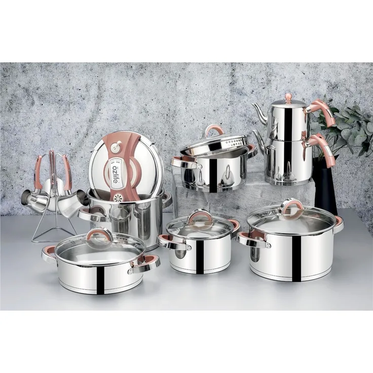 Hermia Concept 'Dolce459' Topfset (18-teilig), Silber / Rosé, 24 x 24 cm, 6300 ml