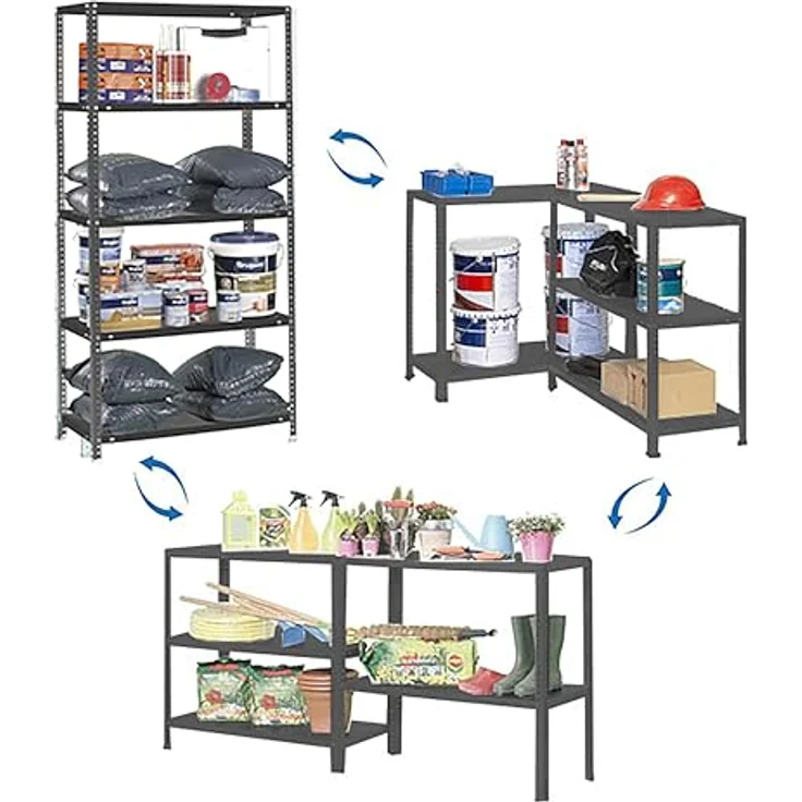 Simon Rack Metallregal, 5 verstellbare Regalböden, 100 kg Biegepunkt, 2000 x 1000 x 300 mm, mit Schrauben, Lagerregal, Anthrazit/Weiß, Comfort – Bild 7