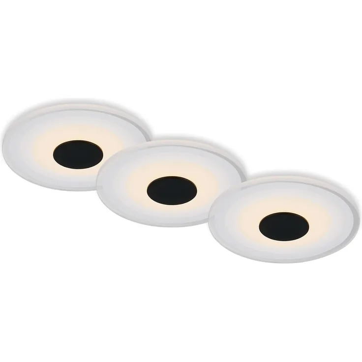 Di-Ka LED Einbauleuchte Verre 3er Set schwarz Ø 12 cm 6W, warmweiß