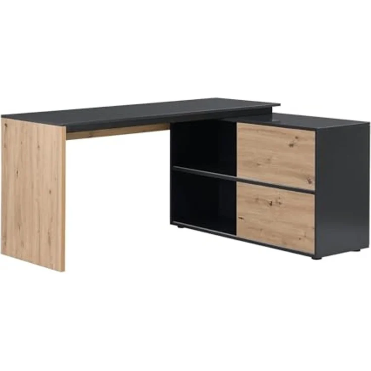 Vente-unique - Sekretär mit 3 Türen - MDF - Naturfarben & Schwarz - COLIOBA – Bild 1