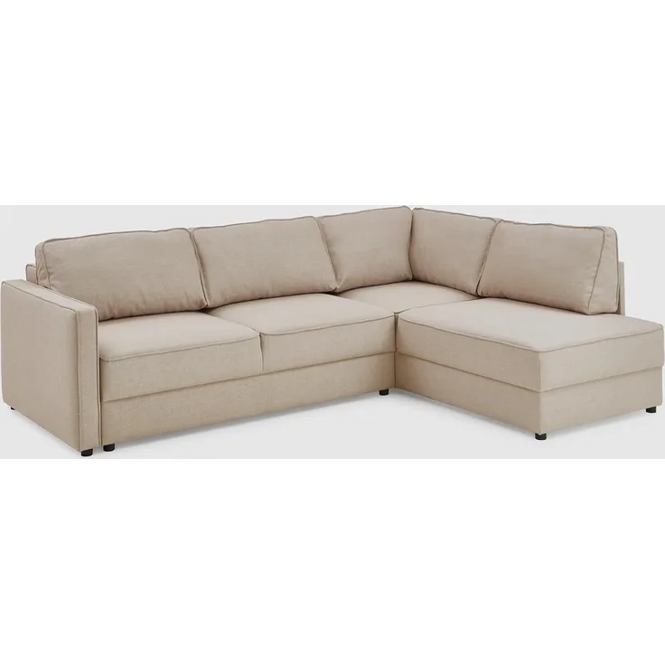 ATLANTIC home collection Eckgarnitur Chill, Schlaffunktion (ca. 135x230 cm), inkl. Bettkasten, frei im Raum stellbar, Wellenunterfederung, Ecke rechts, Creme, BxTxH: 250 x 200 x 86 cm