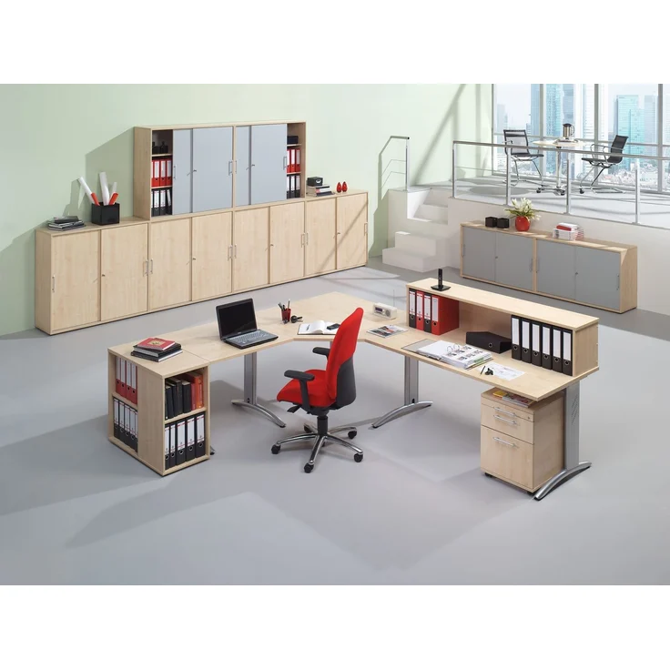 bümö Schreibtisch Schrank in Ahorn, Container Schrank Büro für Ordner & Co. - Anstell-Container Schreibtisch, Schreibtisch Kommode, Büro Schrank Möbel, Bürocontainer, Schreibtischcontainer, 1630-3 – Bild 10