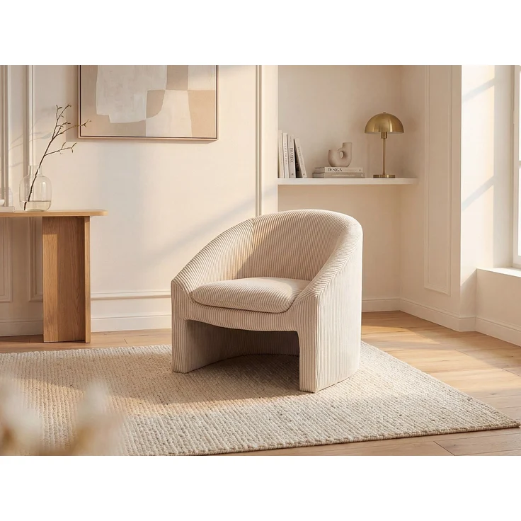 Vente-unique - OSSANA - Sessel mit gerader Rückenlehne - Plastik - Kunststoff (PVC) - Cremefarben - 83 x 74 x 74 cm – Bild 2