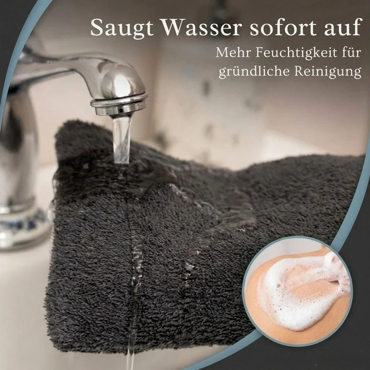 Komfortec Waschhandschuh 10er Set, Waschlappen, Saugfähig & Hautfreundlich, (Set, 10-St), Weich, 100% Baumwolle, 16x21 cm – Bild 3
