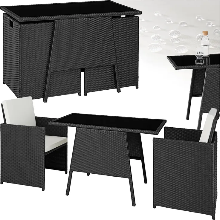 tectake Sitzgruppe Rattan Sitzgruppe, (Set, 3-tlg), für 2 Personen
