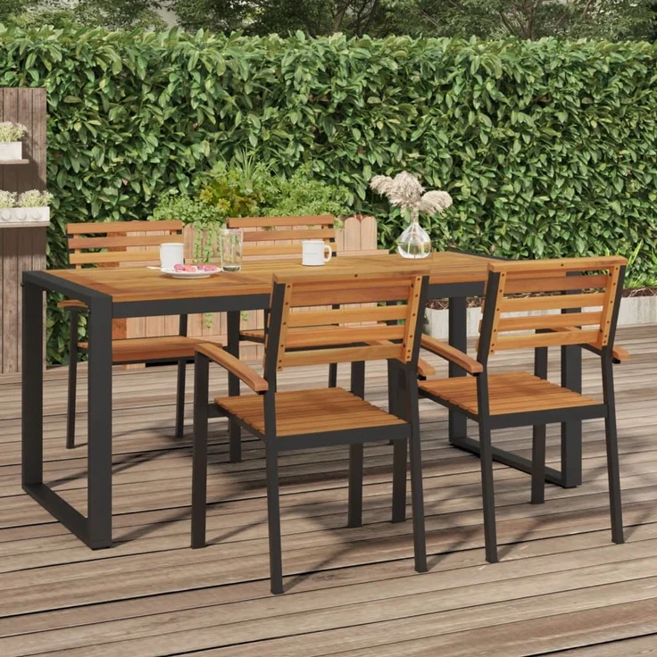Gartentisch, Balkontisch mit Gestell U-Form 180 x 90 x 75 cm Akazie Massivholz – Bild 1