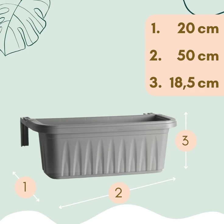 GarPet Balkonkasten 2er Set Blumenkasten Balkon Geländer Kasten Halterung Wasserspeicher – Bild 2