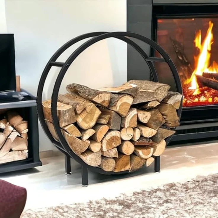 DanDiBo Kaminholzregal Innen Metall Schwarz Stehend Rund 60 cm Kaminholzständer 96468 Kaminholzhalter Brennholzregal Feuerholzregal – Bild 6