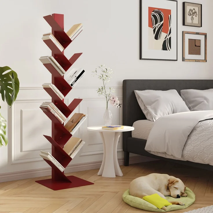 Bücherregal Eksjö Baumform Stahl 150x39x39 cm Rot [en. casa] – Bild 4