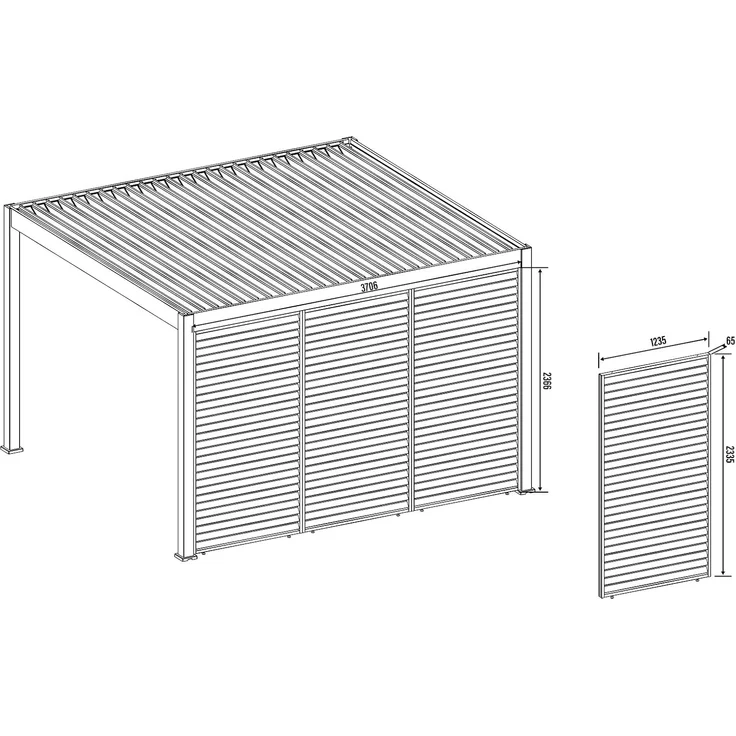 Weide Horizontale Lamellenwand für Weide Pergola | anthrazit | aus Aluminium – Bild 8