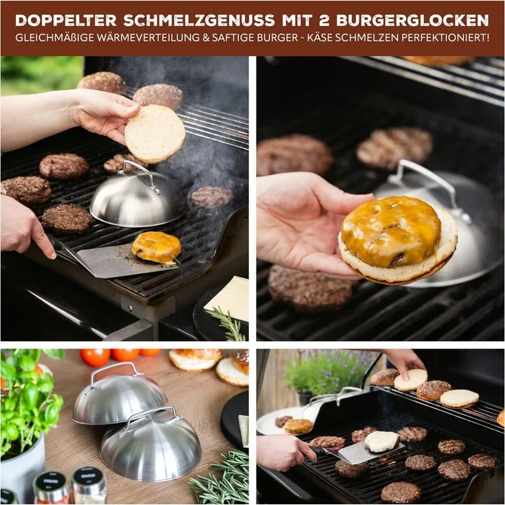 eluno Brathaube Burgerhaube 2er Set - 17,5 x 8,5 cm, Burger-Cover, Edelstahl – Bild 2