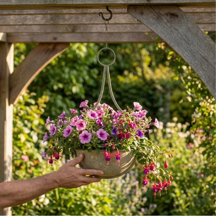 Florists Products Blumenampel Blumenampel Hängeampel Metall Ø16cm H38cm Garten-Deko Outdoor – Bild 2