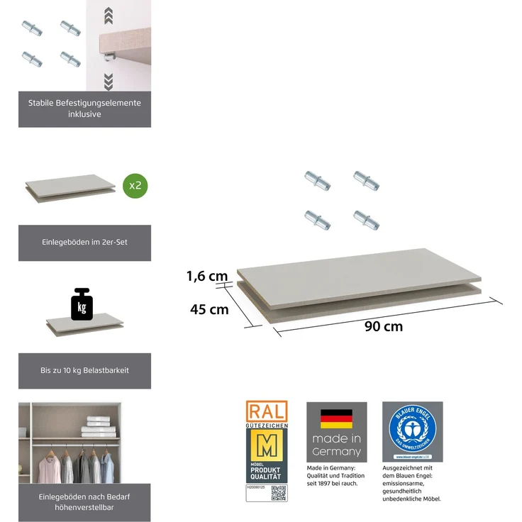rauch Zubehör, Einlegeböden 2er-Set, für Kleiderschränke von rauch mit einer Elementbreite von 93 cm – Bild 3