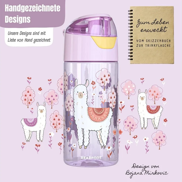 BEARFOOT Trinkflasche Trinkflasche Kinder, leichte Wasserflasche - Lama – Bild 2