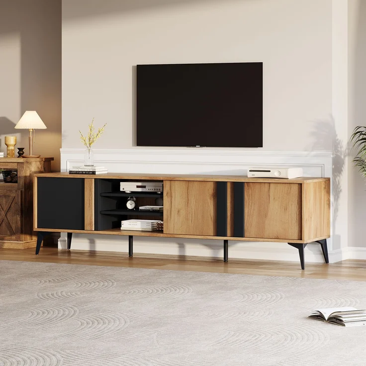 Merax 180 cm Rustikales Braun-TV-Schrank, Lowboard,TV-Board, TV-Kommode – Bild 1