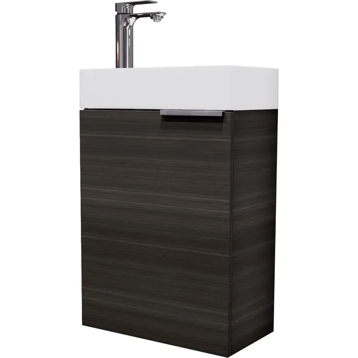 Planetmöbel Waschtisch mit Unterschrank 40 cm Waschbecken Bad Gäste WC, Anthrazit