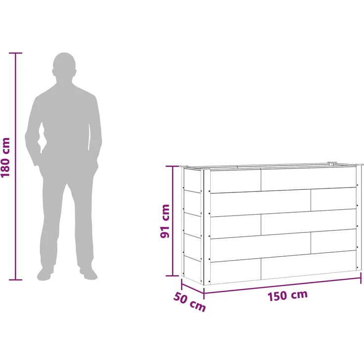 vidaXL Hochbeet Braun 150 x 50 x 91 cm WPC und Aluminium 42039001 – Bild 7