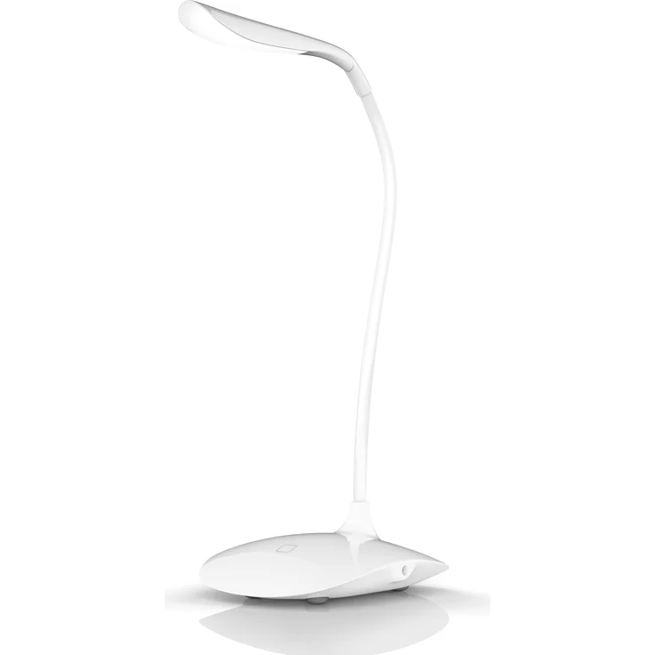Brandson LED Schreibtischlampe dimmbar, Tischlampe mit 3 Helligkeitstufen, warmweiß, USB- und Batteriebetrieb, Weiß