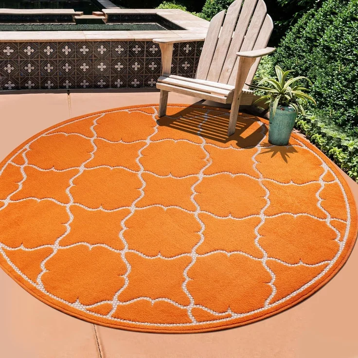 Sanat 'Berlin' Teppich, Höhe: 6 mm, In -und Outdoor geeignet, Orange, 120 cm Rund