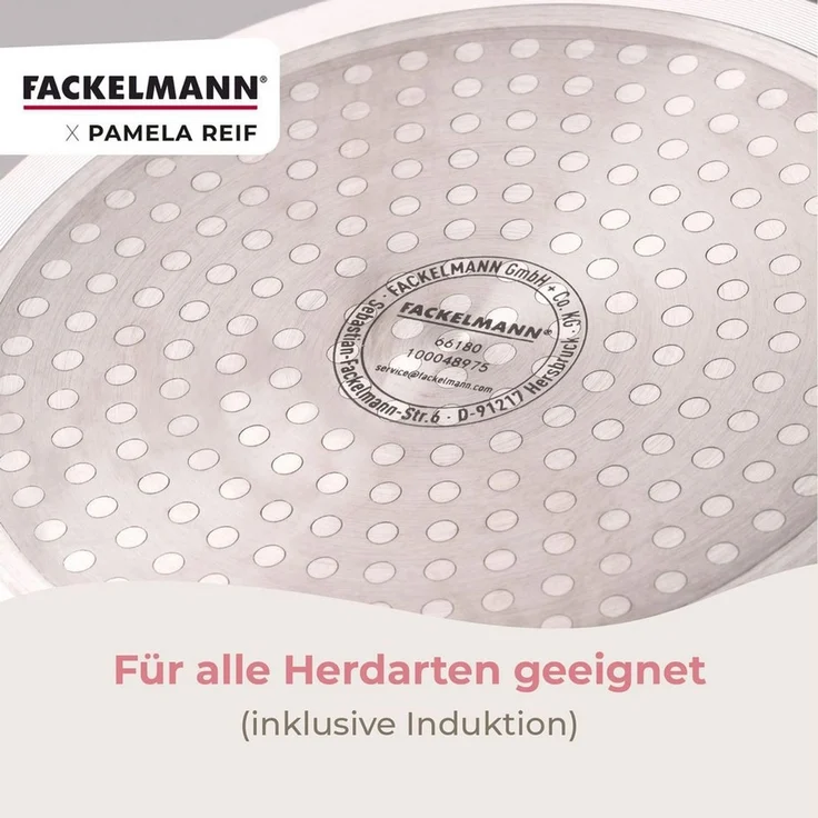 Fackelmann x Pamela Reif Bratpfanne – Ø 20 cm, Aus geschmiedetem, recycelten Aluminium in Pastell Beige, keramische, PFAS-freie Beschichtung, hitzebeständig bis 150 Grad C – Reinigung per Hand – Bild 3