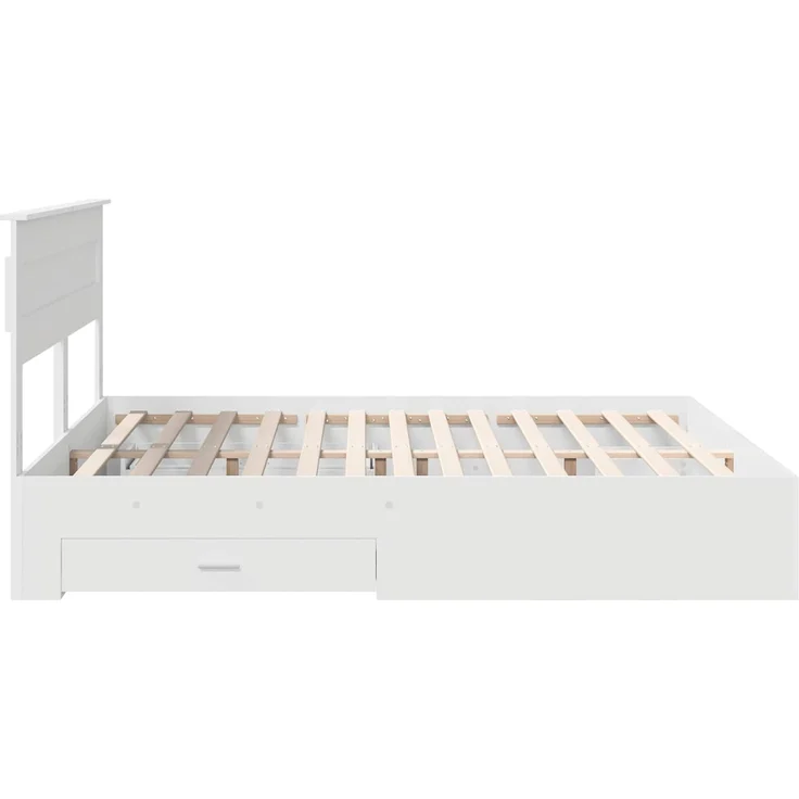 vidaXL Bettrahmen mit Kopfteil Weiß 200 x 200 cm Holzwerkstoff 3409953 – Bild 8