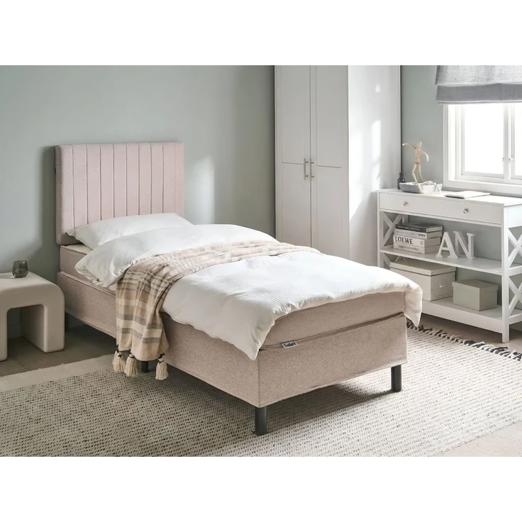 Boxspringbett Stoff COUNTESS 90x200 cm Beige – Bild 3