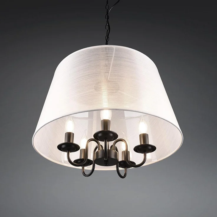 Hängelampe, Metall, 5 flammig, schwarz matt, H 150cm – Bild 6